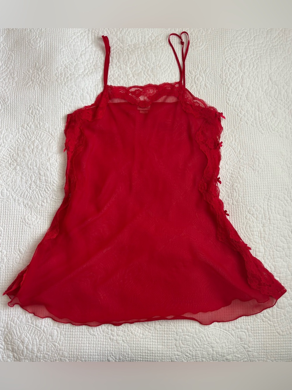 Vintage 90s Sheer Lace Trim Slip Mini Dress Swim Cover Up